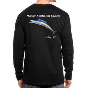 Custom Wahoo Fishing Long Sleeve T-Shirt - black
