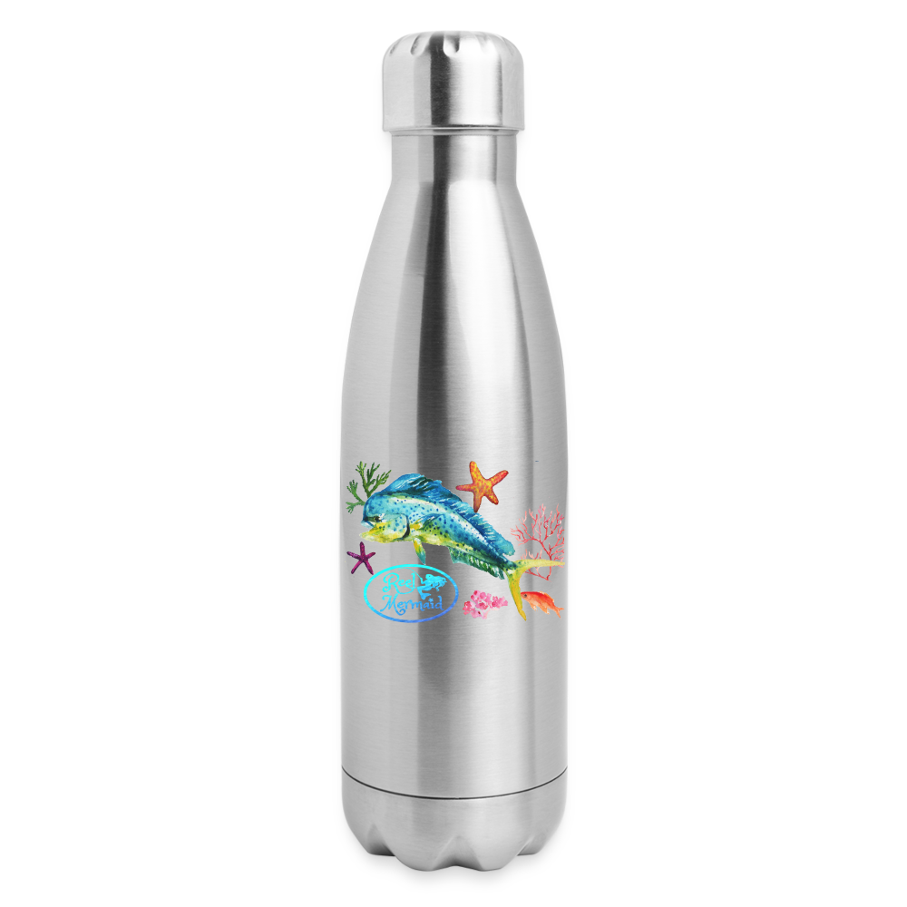 Reel Mermaid Glitter Insulated Stainless Steel Water Bottle - silver