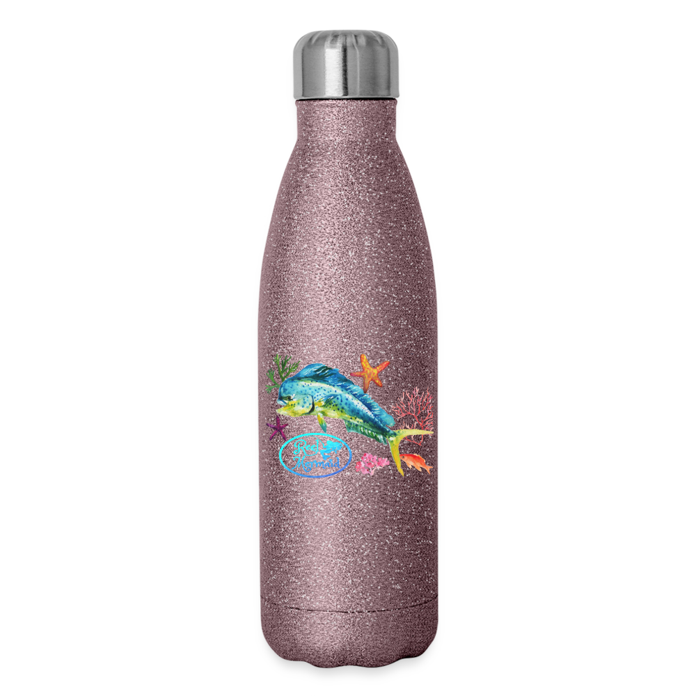 Reel Mermaid Glitter Insulated Stainless Steel Water Bottle - pink glitter