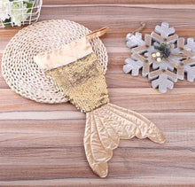Load image into Gallery viewer, Mermaid Tail Gold and White Sequins Stocking